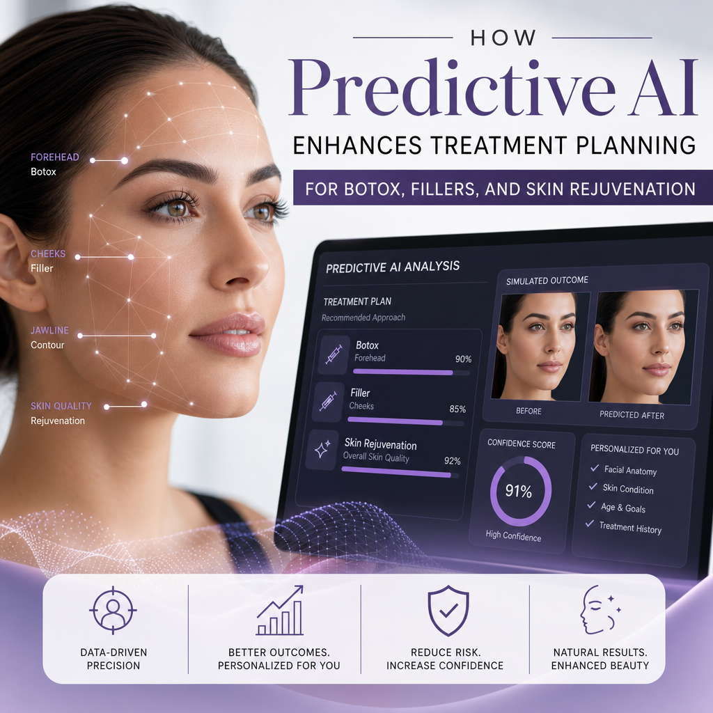 Illustration of How Predictive AI Enhances Treatment Planning for Botox, Fillers, and Skin Rejuvenation