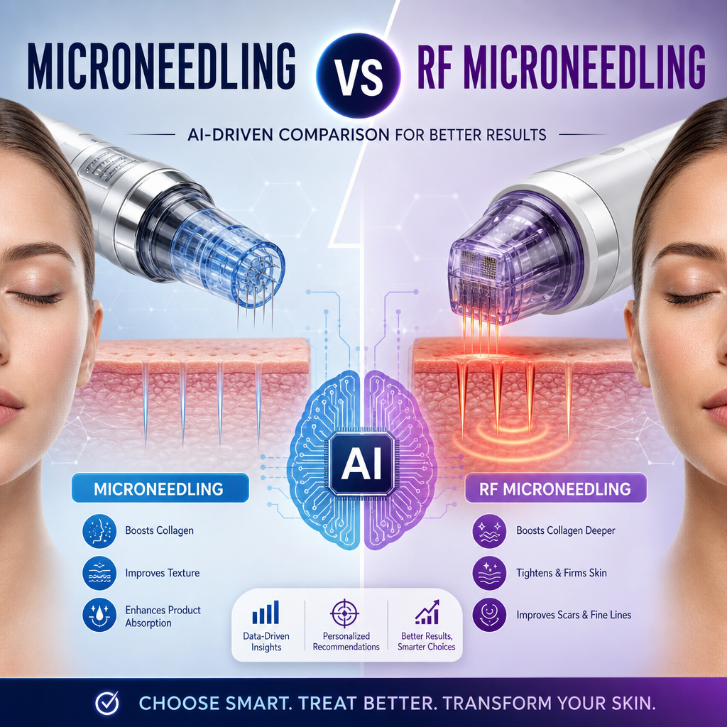Illustration of Microneedling vs RF Microneedling: AI-Driven Comparison for Better Results